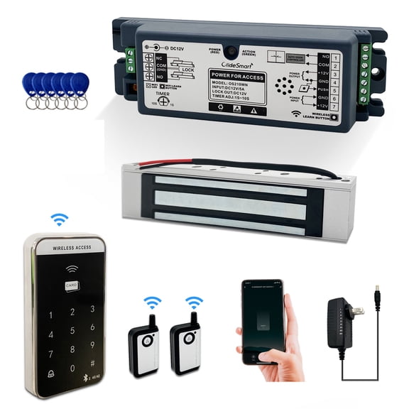 Door Closer Access Control Lock Syetem with 400lb Holding Force Electic Magnetic Door Lock System Kit with Remote and Smartphone app Control, paired with Wireless Access Kaypad and Tags