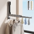 thumbnail image 1 of Over the Door Clothes Drying Rack with Hooks and Sock Clips - Foldable Wall Mounted Towel Hanger for Bathroom Laundry Room - Space Saving Retractable Storage Organizer, 1 of 7
