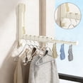 thumbnail image 1 of Over the Door Clothes Drying Rack with Hooks and Sock Clips - Foldable Wall Mounted Towel Hanger for Bathroom Laundry Room - Space Saving Retractable Storage Organizer, 1 of 6