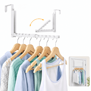 Foldable Over-the-Door Rack for Clothes, Towels and Bags, White