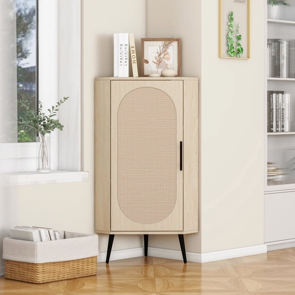 Door Corner Cabinet For Kitchen - Adjustable Laminate, Dumping Device, Easy Assembly, Natural Finish Shelf Stand 33.4lb Weight, Scratch Pad, Assembly