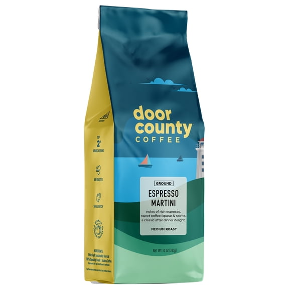 Door County Coffee Espresso Martini Flavored Specialty Arabica Coffee, Medium Roast, Ground, 8oz Bag (Spring & Summer Limited Edition)