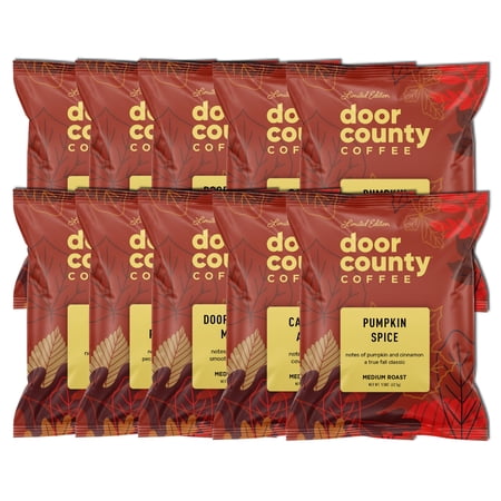 Door County Coffee Fall Flavored Variety Sampler Pack, Specialty Arabica Coffee, 1.5oz, Ground, 10ct