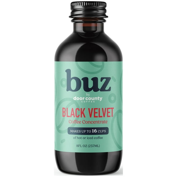 Door County Coffee - buz Black Velvet Coffee Concentrate, Makes 16 Cups of Cold Brew, Hot Coffee, Iced Coffee, Lattes, Dairy Free, Sugar Free, Non-Flavored, Specialty Grade 1 Arabica Coffee, 8 Fl Oz