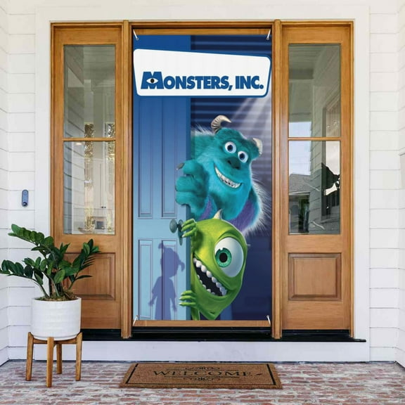 Door Cover Decorated Banner Monsters Inc Holiday Party Indoor Outdoor Home Tapestry Decor