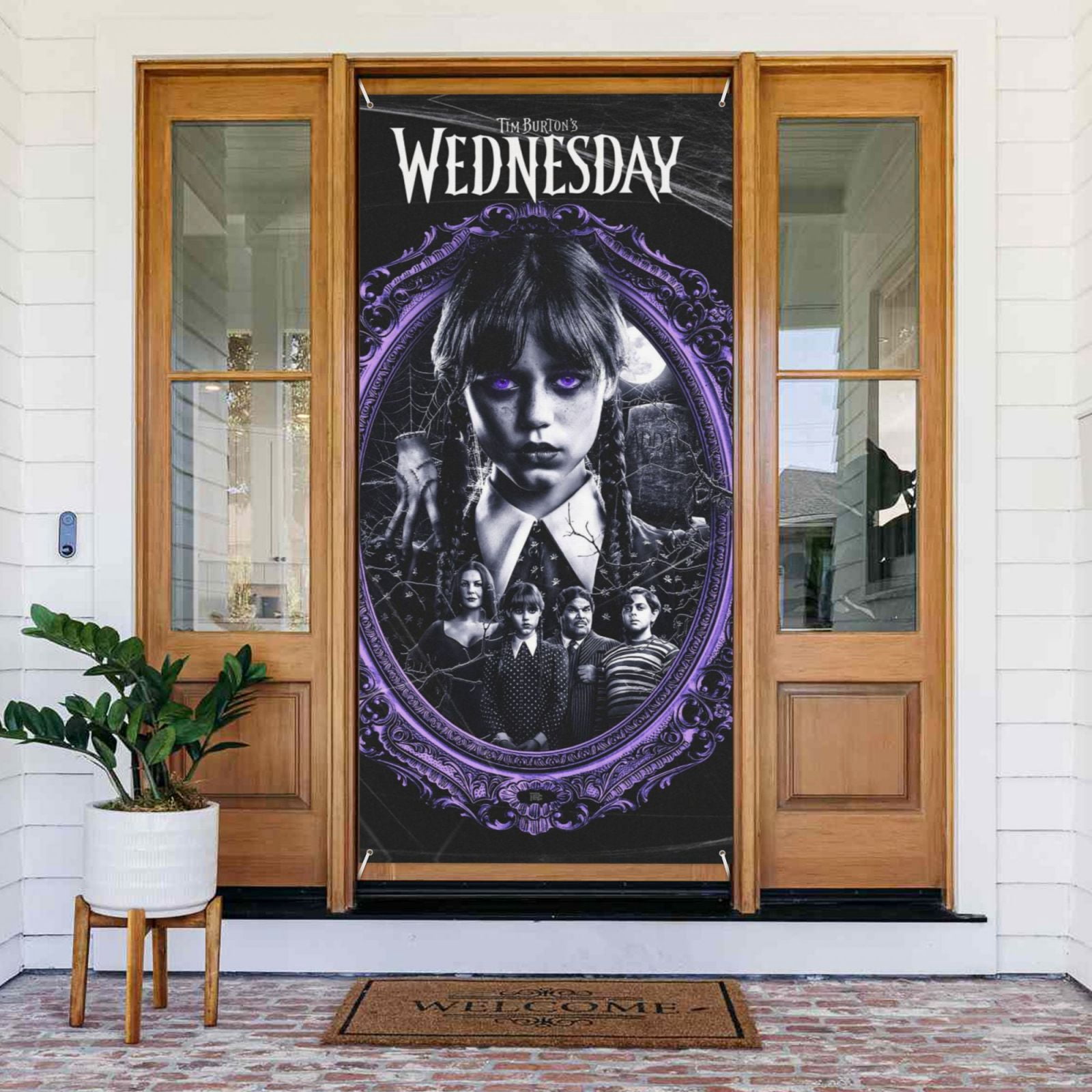 Door Cover Decorated Banner Wednesday Addams Indoor Outdoor Party