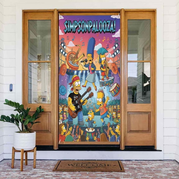 Door Cover Decoration Banner The Simpsons Hanging Banner Backdrop Tapestry Outdoor Home Party Decor 72.8 x 35.4 Inch