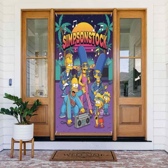 Door Cover Decoration Banner The Simpsons Hanging Banner Backdrop Tapestry Outdoor Home Party Decor 72.8 x 35.4 Inch
