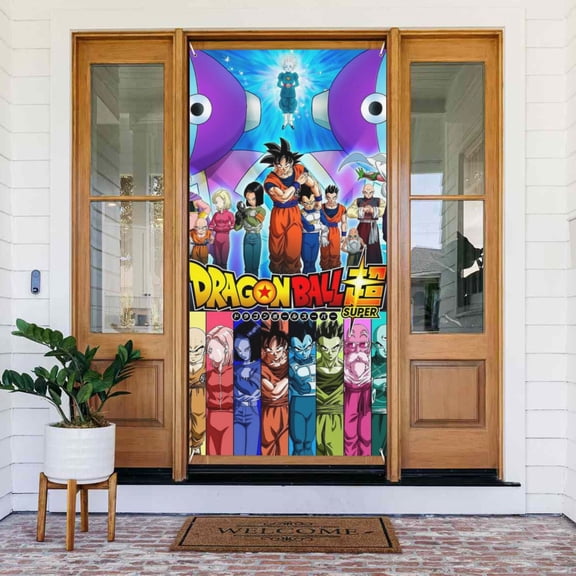 Door Cover Decoration,Dragon Ball Door Hanging Banner Background for Home Door Holiday Christmas Decoration(35.4"x72.8")