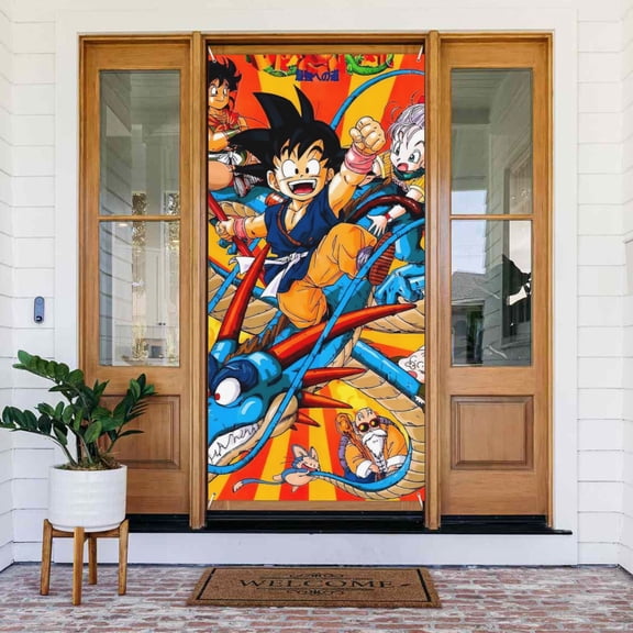 Door Cover Decoration,Dragon Ball Door Hanging Banner Background for Home Door Holiday Christmas Decoration(35.4"x72.8")