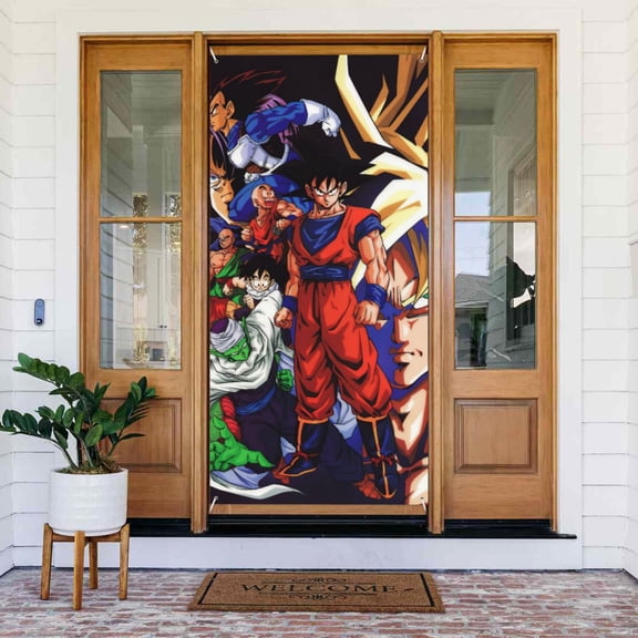 Door Cover Decoration,Dragon Ball Door Hanging Banner Background for Home Door Holiday Christmas Decoration(35.4"x72.8")