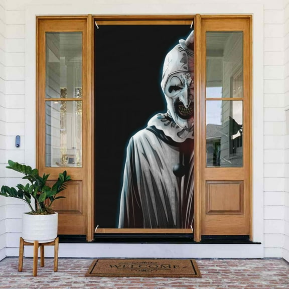 Door Cover Decoration Terrifier Hanging Banner Backdrop Tapestry Outdoor Party Decor 72.8 x 35.4 Inch