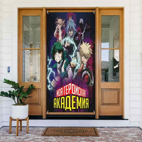 Door Cover Decorations My Hero Academia Door Banner Porch Sign Banner For Indoor Outdoor Wall Home Party Supplies 72.8 x 35.4 Inch