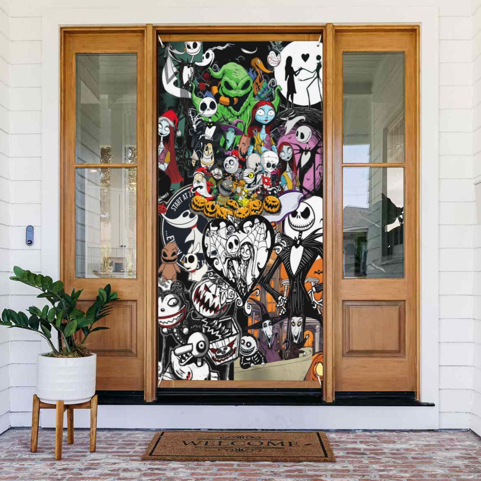 Door Cover Decorations The Nightmare Before Christmas Door Banner Porch Sign Banner For Indoor Outdoor Wall Home Party Supplies 72.8 x 35.4 Inch