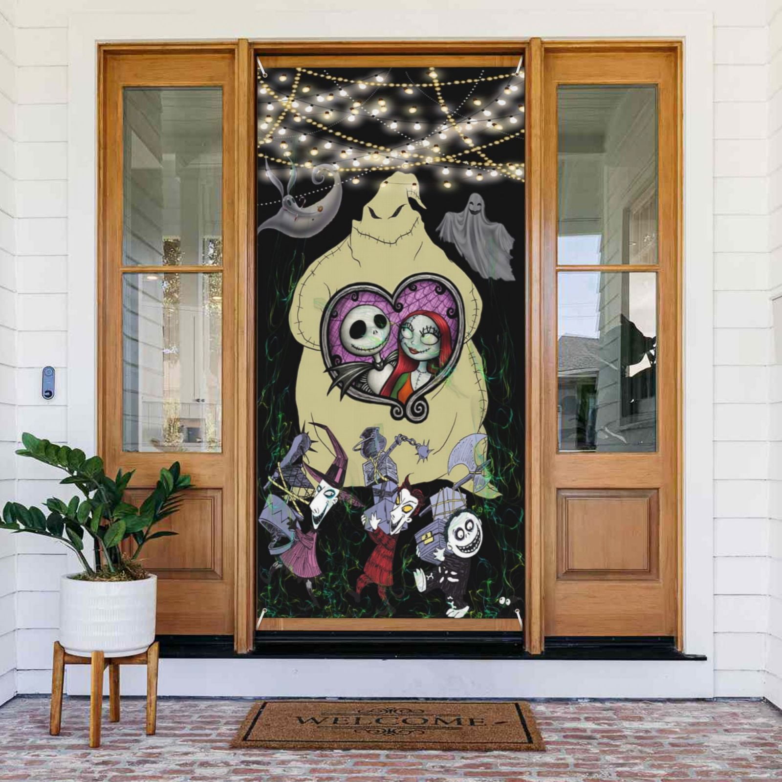 Door Cover Decorations The Nightmare Before Christmas Door Banner Porch Sign Banner For Indoor Outdoor Wall Home Party Supplies 72.8 x 35.4 Inch