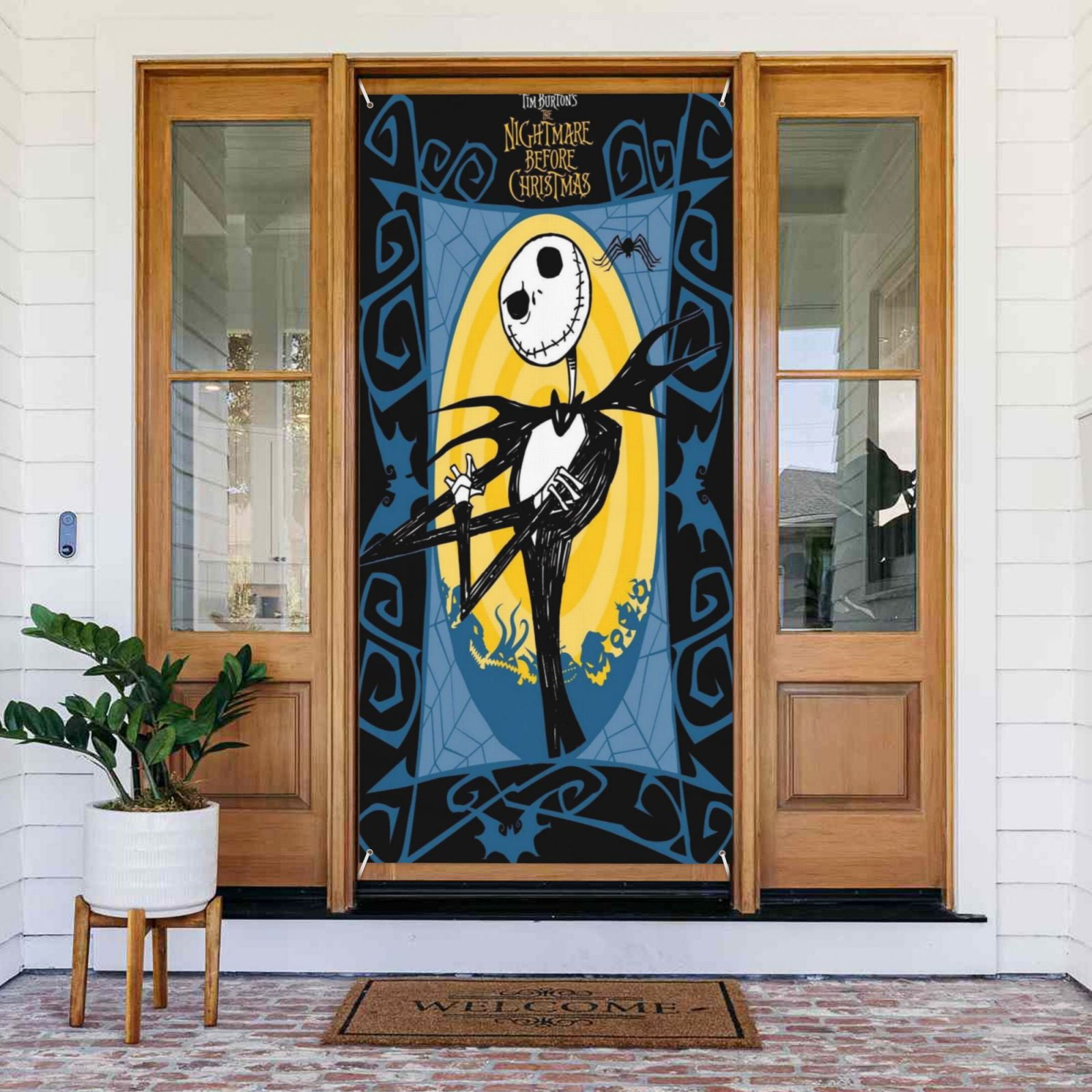 Door Cover Decorations The Nightmare Before Christmas Door Banner Porch Sign Banner For Indoor Outdoor Wall Home Party Supplies 72.8 x 35.4 Inch