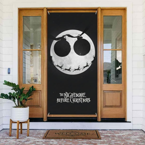 Door Cover Decorations The Nightmare Before Christmas Door Banner Porch Sign Banner For Indoor Outdoor Wall Home Party Supplies 72.8 x 35.4 Inch