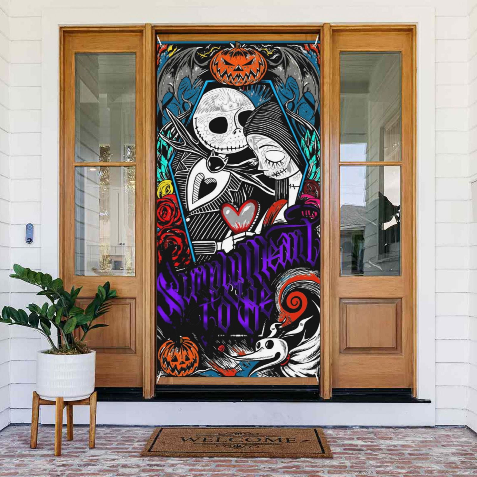 Door Cover Decorations The Nightmare Before Christmas Door Banner Porch Sign Banner For Indoor Outdoor Wall Home Party Supplies 72.8 x 35.4 Inch