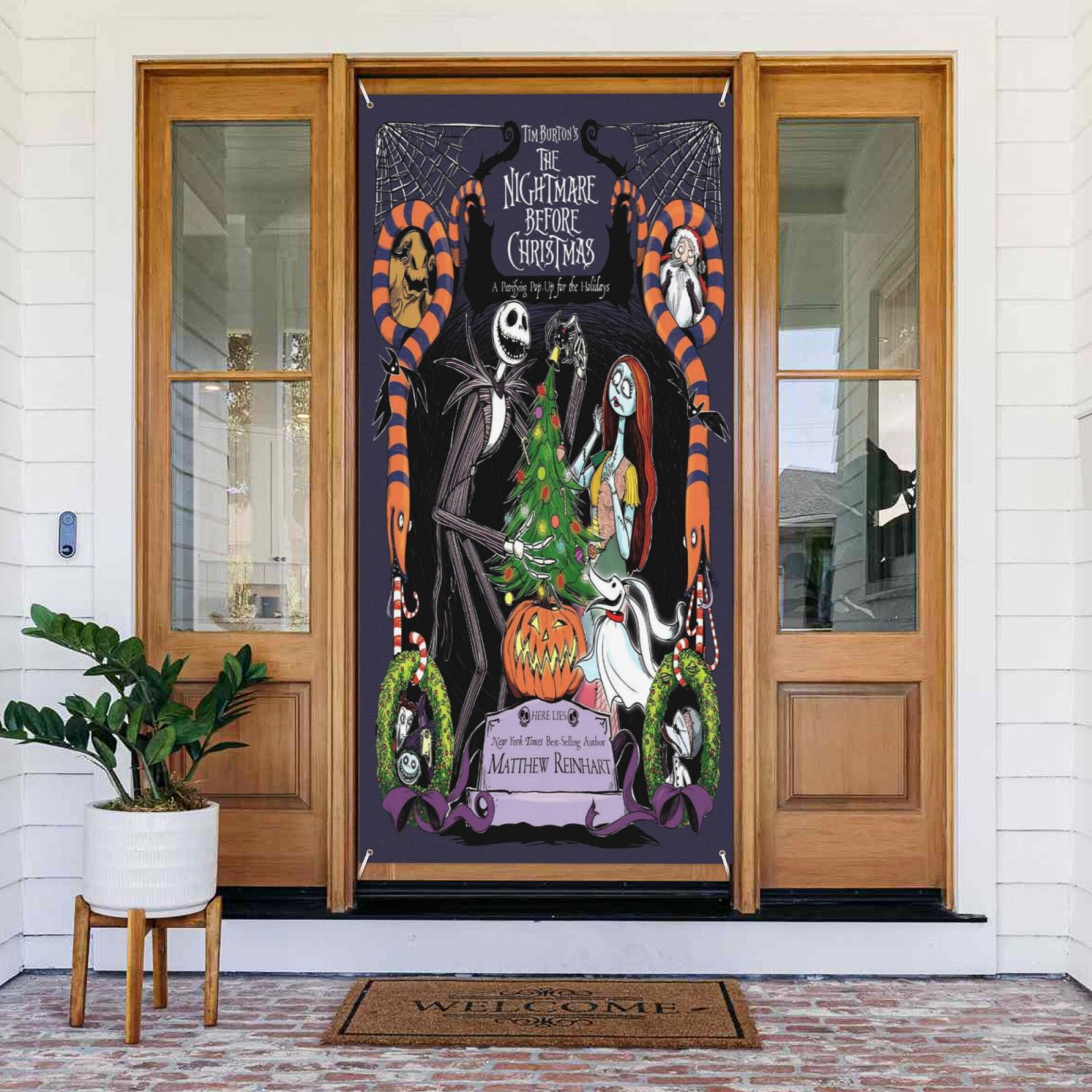 Door Cover Decorations The Nightmare Before Christmas Door Banner Porch Sign Banner For Indoor Outdoor Wall Home Party Supplies 72.8 x 35.4 Inch