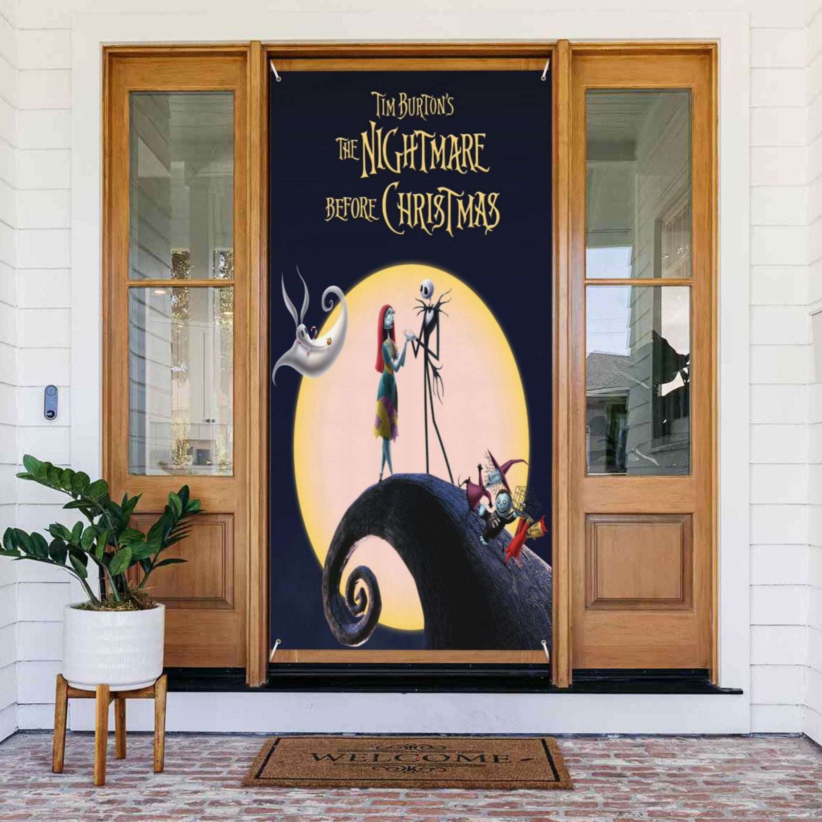 Door Cover Decorations The Nightmare Before Christmas Door Banner Porch Sign Banner For Indoor Outdoor Wall Home Party Supplies 72.8 x 35.4 Inch
