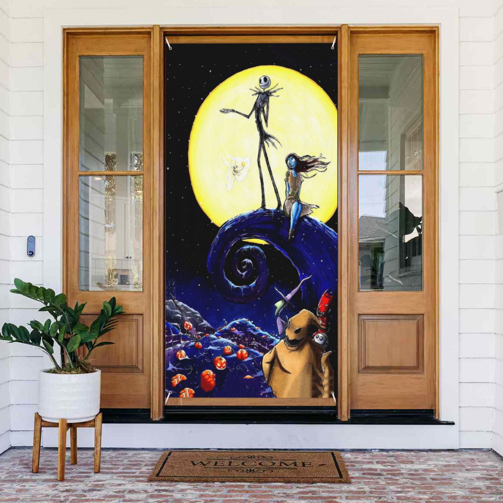 Door Cover Decorations The Nightmare Before Christmas Door Banner Porch Sign Banner For Indoor Outdoor Wall Home Party Supplies 72.8 x 35.4 Inch
