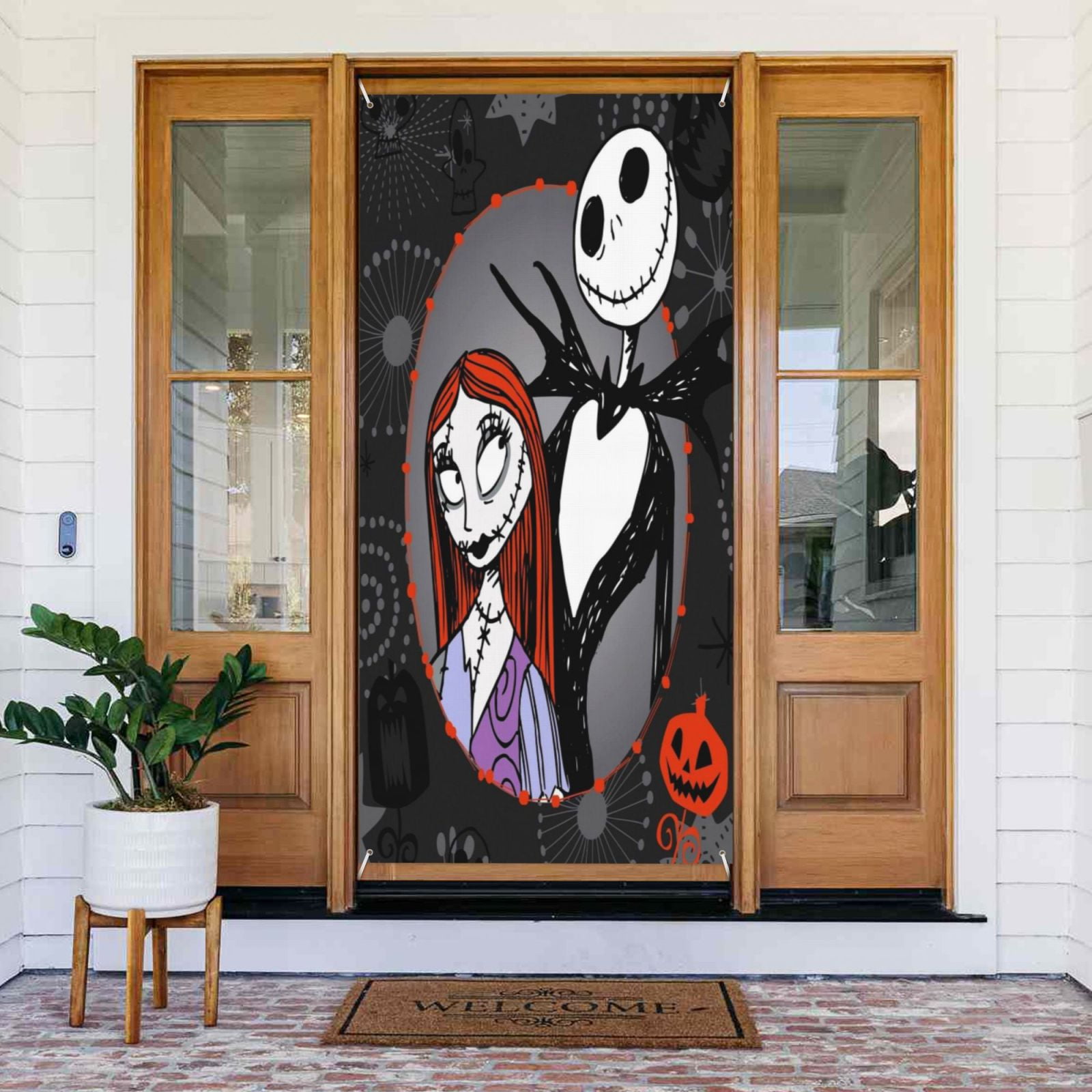 Door Cover Decorations The Nightmare Before Christmas Door Banner Porch Sign Banner For Indoor Outdoor Wall Home Party Supplies 72.8 x 35.4 Inch