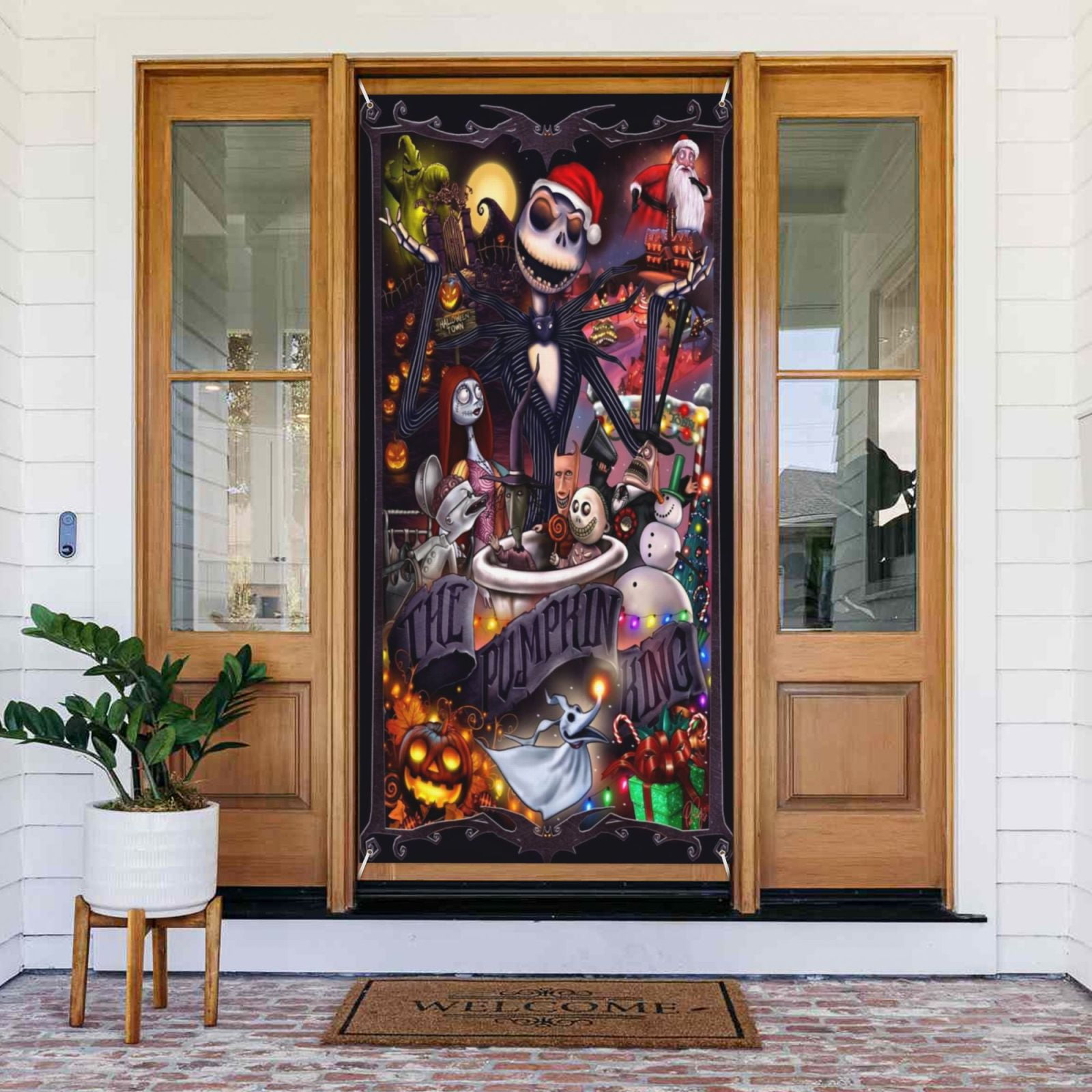 Door Cover Decorations The Nightmare Before Christmas Door Banner Porch Sign Banner For Indoor Outdoor Wall Home Party Supplies 72.8 x 35.4 Inch