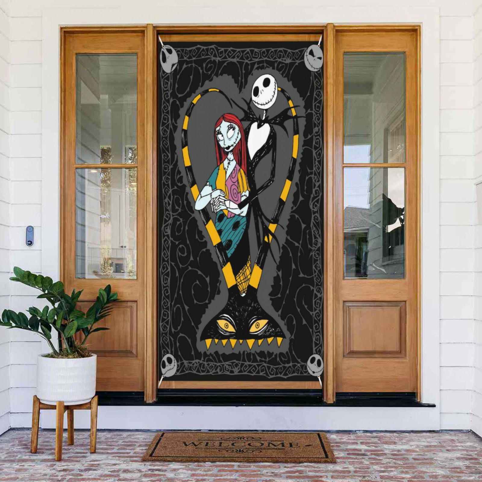 Door Cover Decorations The Nightmare Before Christmas Door Banner Porch Sign Banner For Indoor Outdoor Wall Home Party Supplies 72.8 x 35.4 Inch