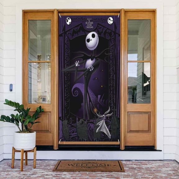 Door Cover Decorations The Nightmare Before Christmas Door Banner Porch Sign Banner For Indoor Outdoor Wall Home Party Supplies 72.8 x 35.4 Inch