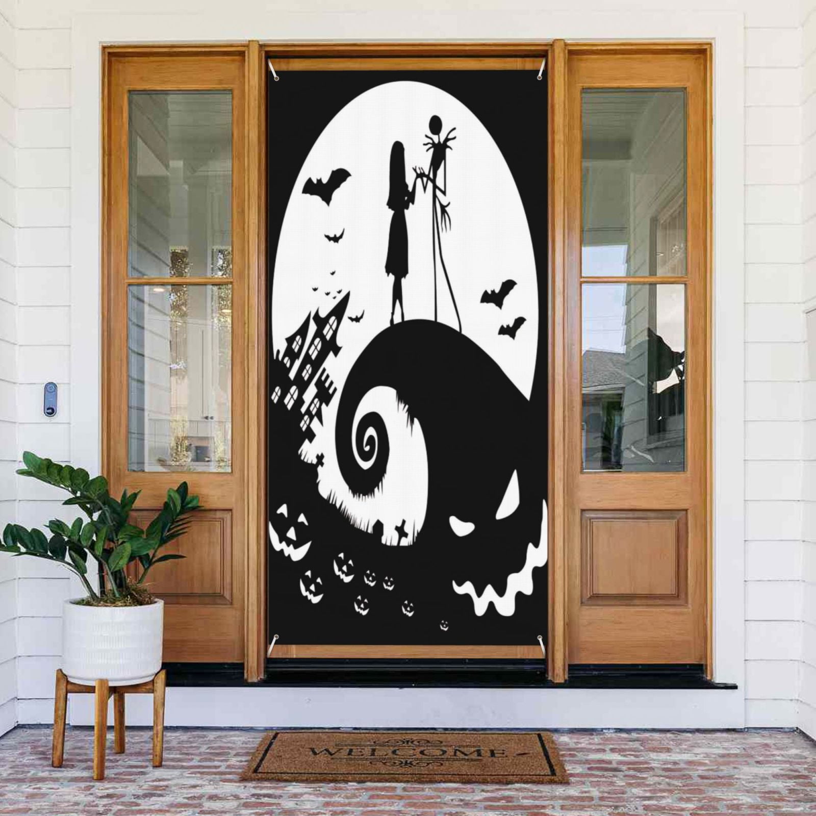 Door Cover Decorations The Nightmare Before Christmas Door Banner Porch Sign Banner For Indoor Outdoor Wall Home Party Supplies 72.8 x 35.4 Inch