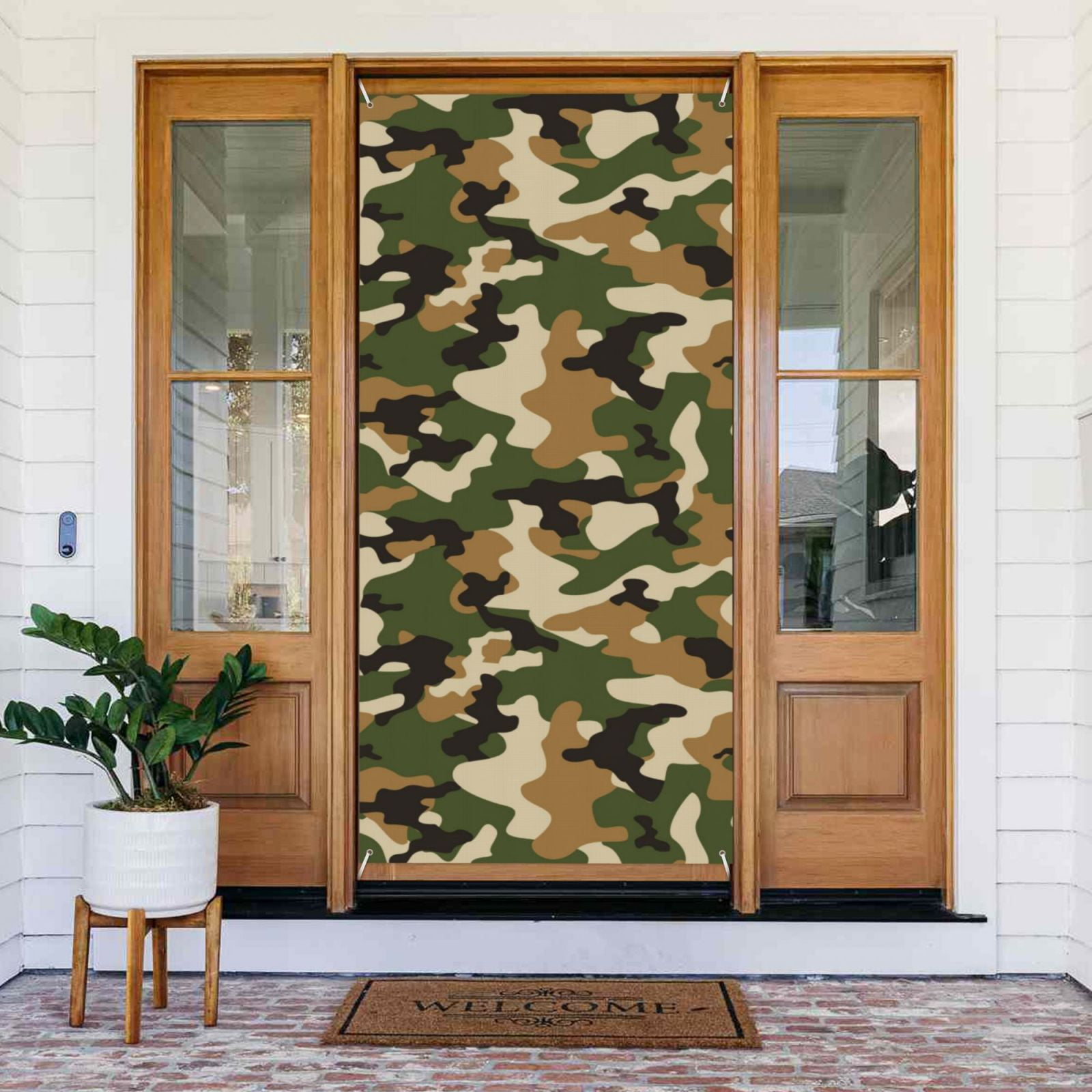 Door Covers Decorative - Camouflage Green Classic Door Banner Decorations for Indoor Outdoor, Spring, Summer, Fall, Winter Funny Christmas Halloween Decorations