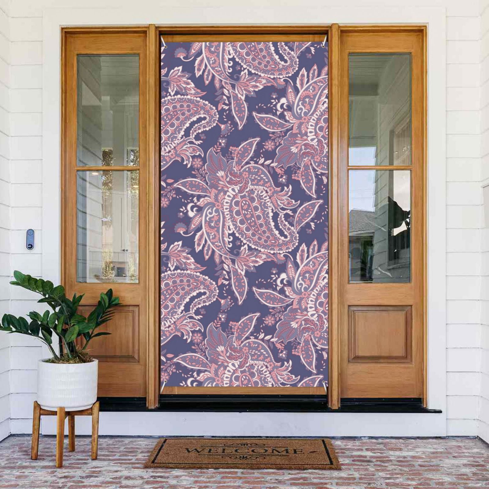 Door Covers Decorative, Paisley Purple Funny Door Banner Decorations