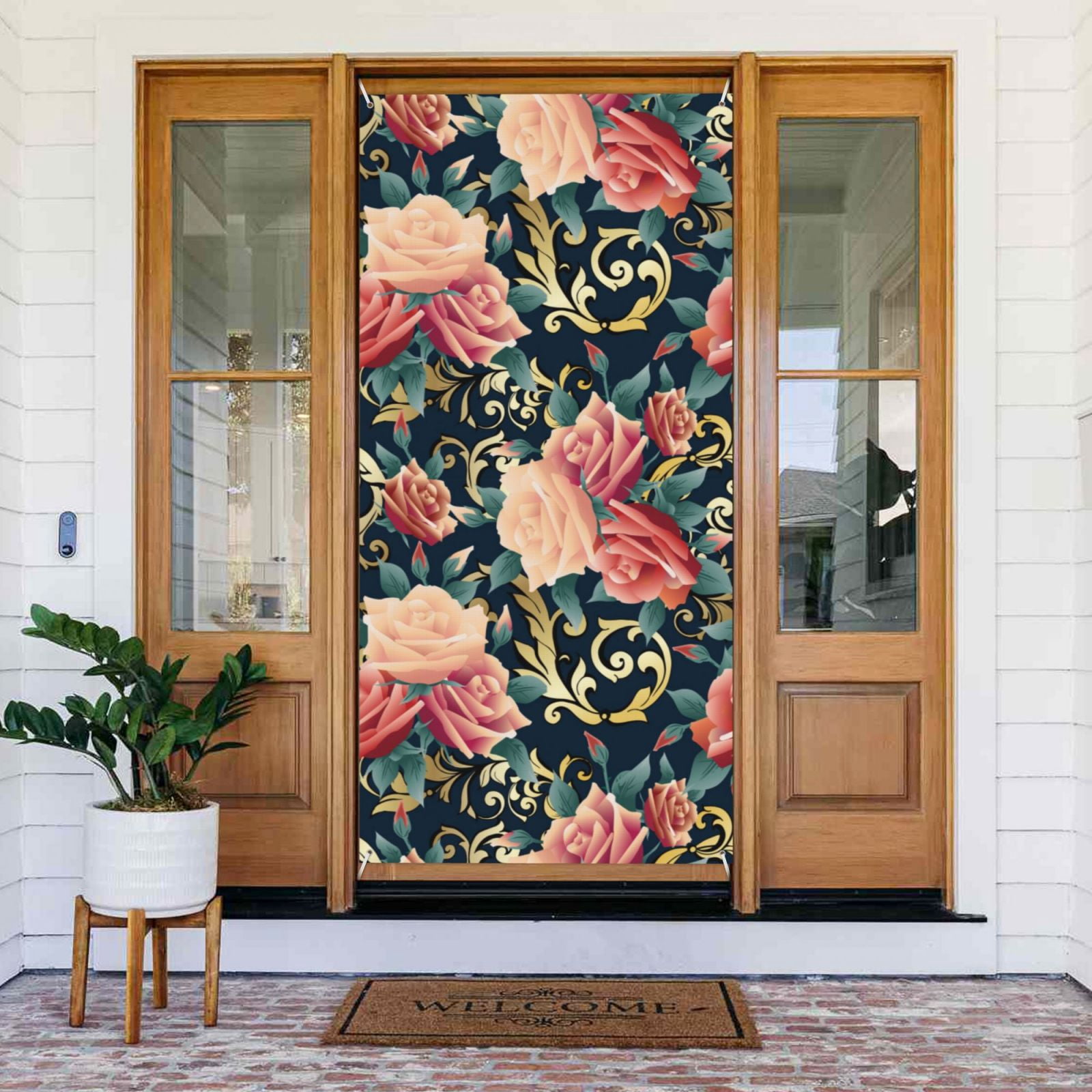 Decor R Covers Door Covers Decorative - Rose Flowers Texture Door Banner Decorations ...