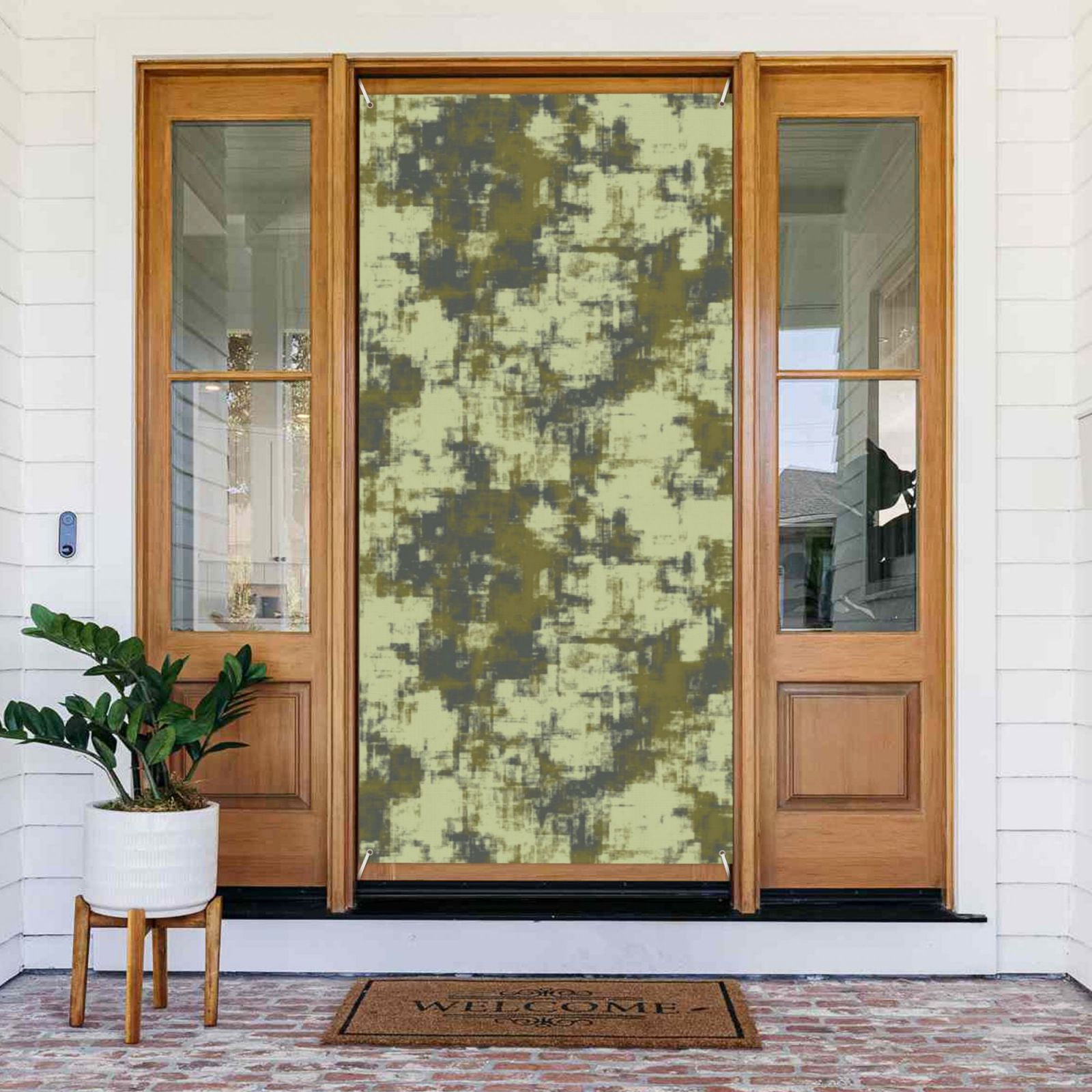 Door Covers Decorative - green Camouflage pattern Door Banner Decorations for Indoor Outdoor, Spring, Summer, Fall, Winter Funny Christmas Halloween Decorations