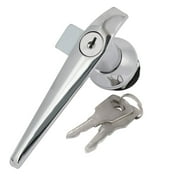 Door Cupboard Lever Key L Shape Handle Lock w Keys Silver Tone