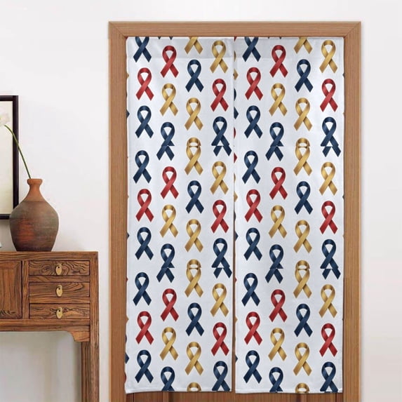 Door Curtain 34x56in Two Pieces Of Uniform Is Not Easy To Wrinkle The Room Shade And Dustproof For The Wall On The Door Or Window Cancer Awareness Ribbon Pattern - Metallic Elegance (1)
