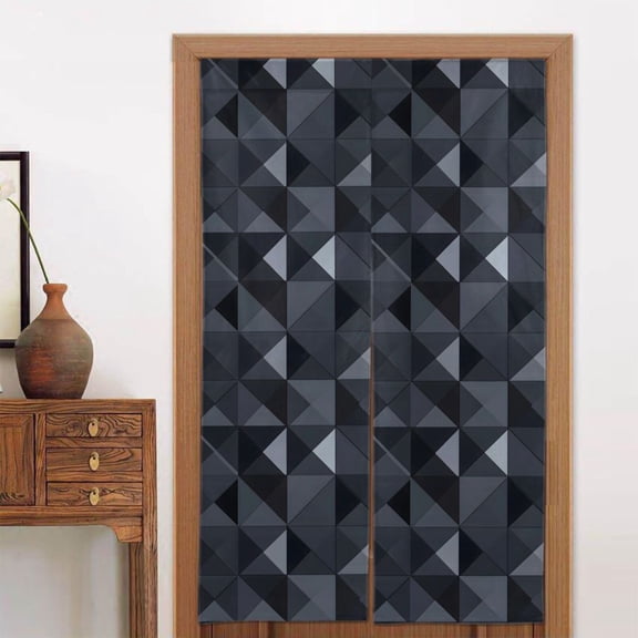 Door Curtain 34x56in Two Pieces Of Uniform Is Not Easy To Wrinkle The Room Shade And Dustproof For The Wall On The Door Or Window Dark Gray Geometric Patterns_1 (1)