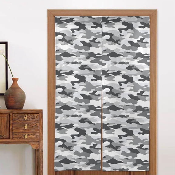 Door Curtain 34x56in Two Pieces Of Uniform Is Not Easy To Wrinkle The Room Shade And Dustproof For The Wall On The Door Or Window Vector Camouflage Pattern Gray_2