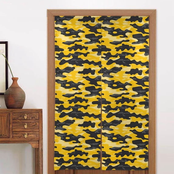 Door Curtain 34x56in Two Pieces Of Uniform Is Not Easy To Wrinkle The Room Shade And Dustproof For The Wall On The Door Or Window Vector Camouflage Pattern Yellow_3