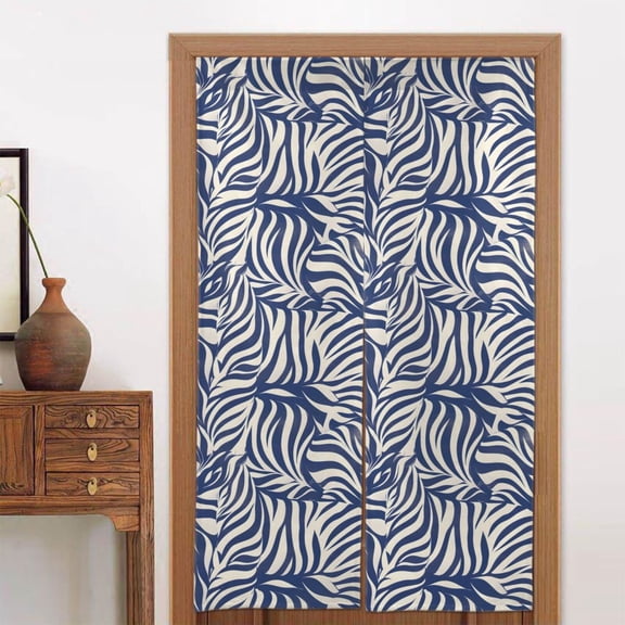 Door Curtain 34x56in Two Pieces Of Uniform Is Not Easy To Wrinkle The Room Shade And Dustproof For The Wall On The Door Or Window Zebra Print Style Steelblue_1
