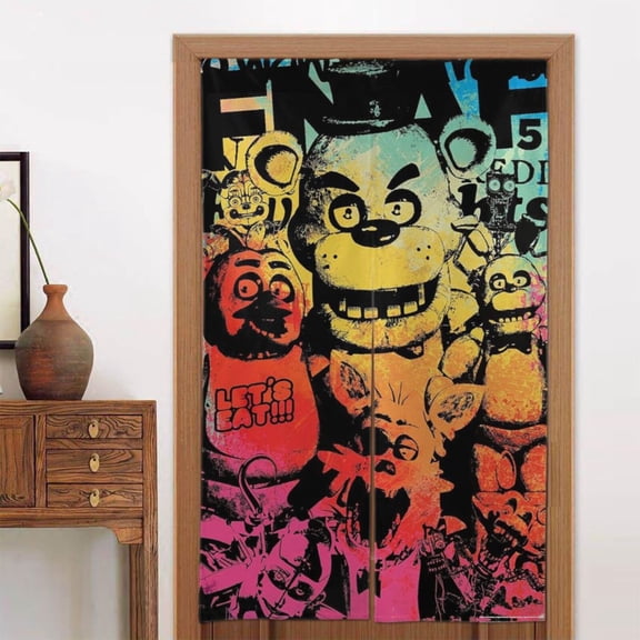 Door Curtain Five Nights At Freddy'S Decorations for Party Supplies Props Window Door Cover, Kitchen And Room Partition Shading Home Decoration 86x143cm