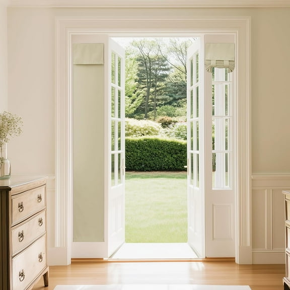 Thermal Insulated French Door Curtain for Privacy, Tie Up Sidelight Window Shade for Living Room, Cream 1 Panel