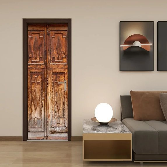 Door Decal Modern Sticker Cover Wallpaper Removable Waterproof Bedroom Porch Imitation Amoxicillin Glass Door Wood Stickers