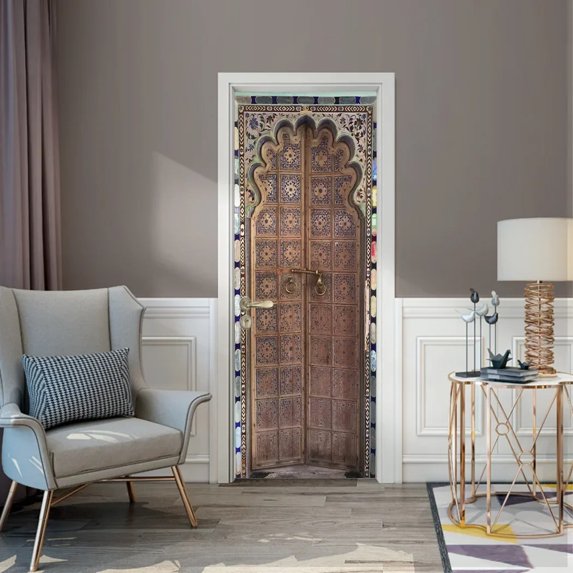 Door Decal Modern Sticker Cover Wallpaper Removable Waterproof Bedroom Porch Imitation Amoxicillin Glass Door Wood Stickers