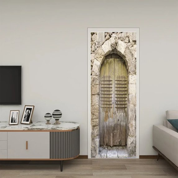 Door Decal Modern Sticker Cover Wallpaper Removable Waterproof Bedroom Porch Imitation Amoxicillin Glass Door Wood Stickers