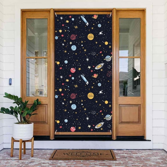 Door Decoration Banner 72.835.4in Strong And Durable Use Safe Folding Light Weight Easy To Hang With A 6 M Rope Galaxy Planet
