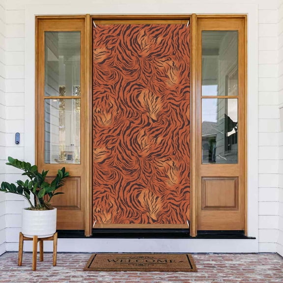 Door Decoration Banner 72.835.4in Strong And Durable Use Safe Folding Light Weight Easy To Hang With A 6 M Rope Tiger Print Style Darkred_1