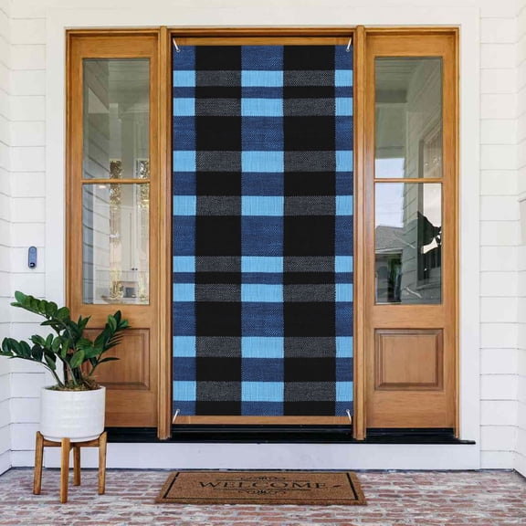 Door Decoration Banner 72.835.4in Strong And Durable Use Safe Folding Light Weight Easy To Hang With A 6 M Rope Slateblue Buffalo Plaid Check Tartan Scotland_3