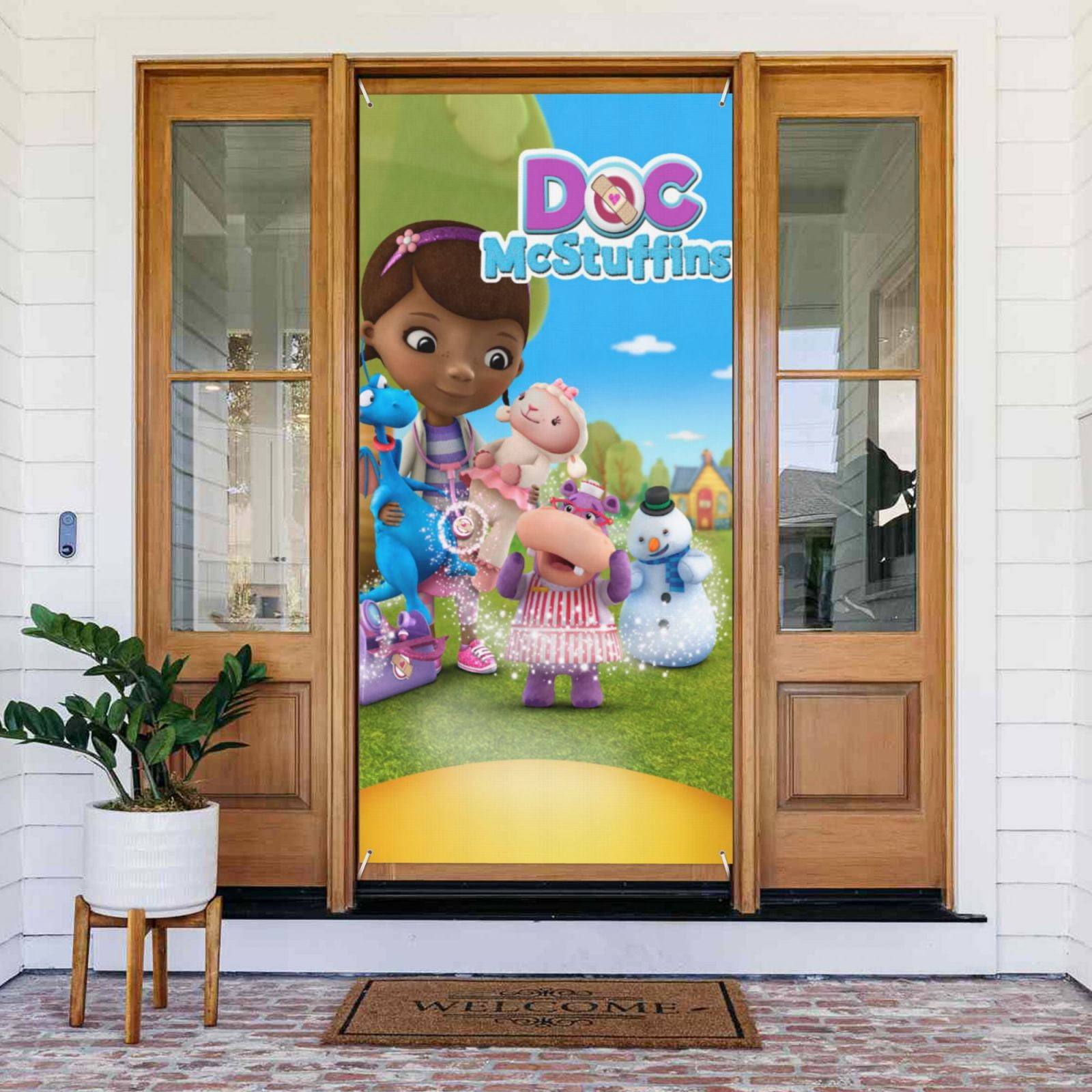 Door Decorations Banner Doc McStuffins Door Cover for Porch Party Indoor/Outdoor 72.8 x 35.4 Inch
