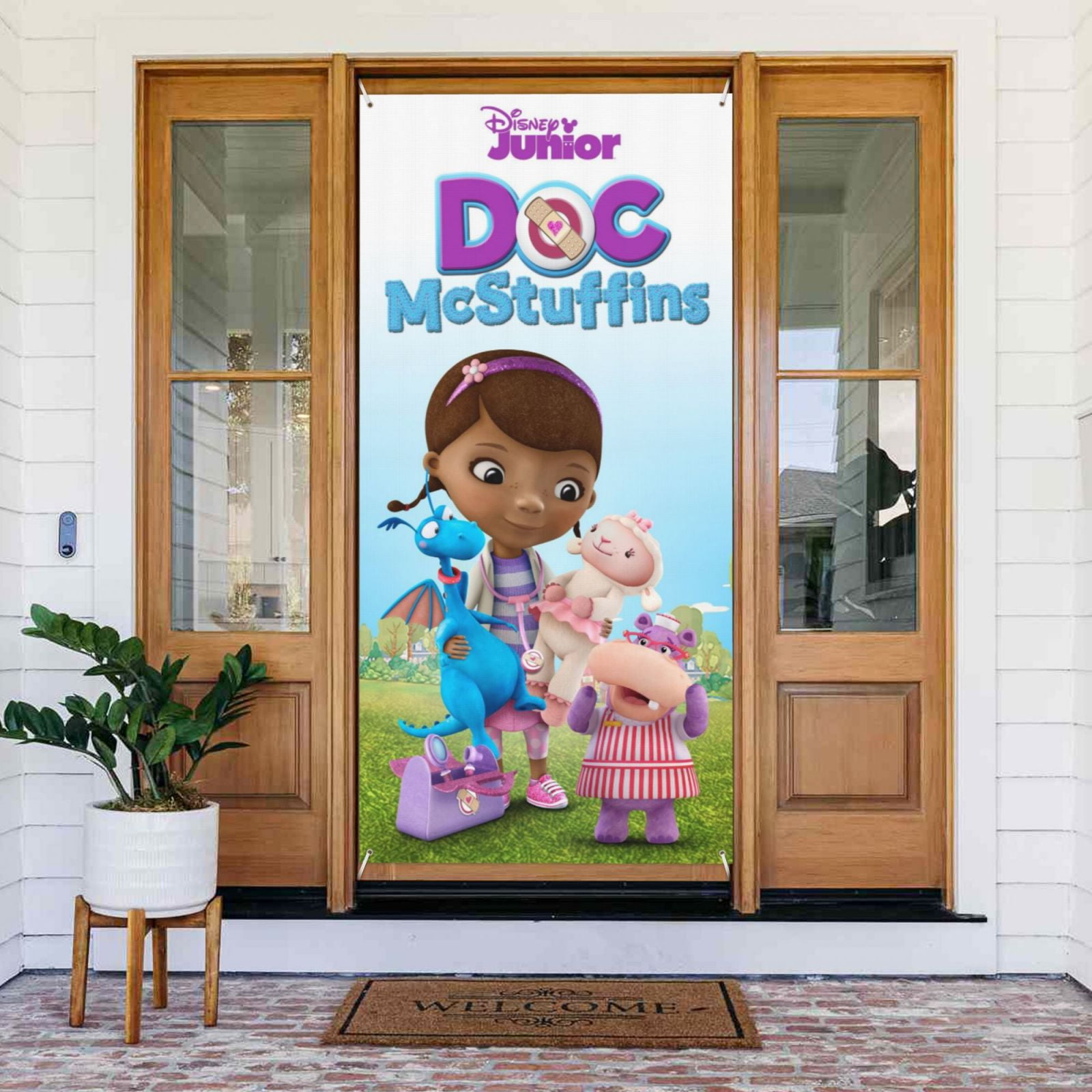 Door Decorations Banner Doc McStuffins Door Cover for Porch Party Indoor/Outdoor 72.8 x 35.4 Inch